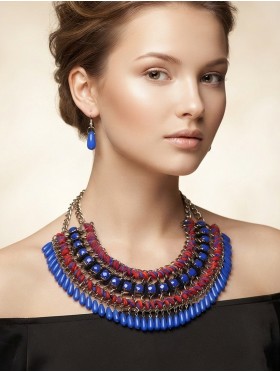 Beaded Statement Necklace And Earring Set